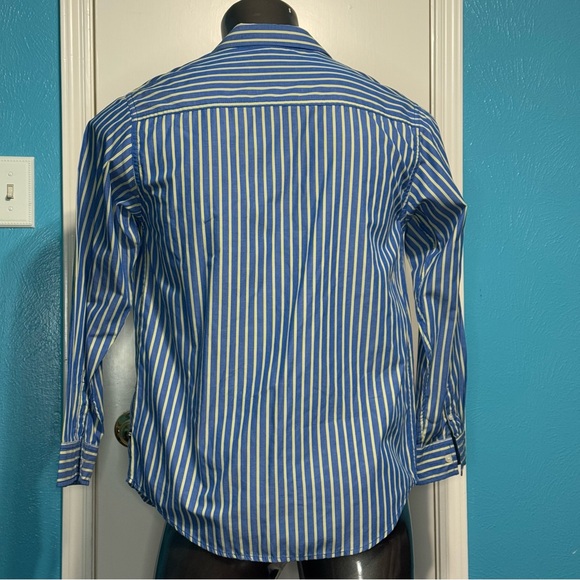Nautica Blue and Yellow Striped Men's Long Sleeve button down Shirt XL - Picture 13 of 14